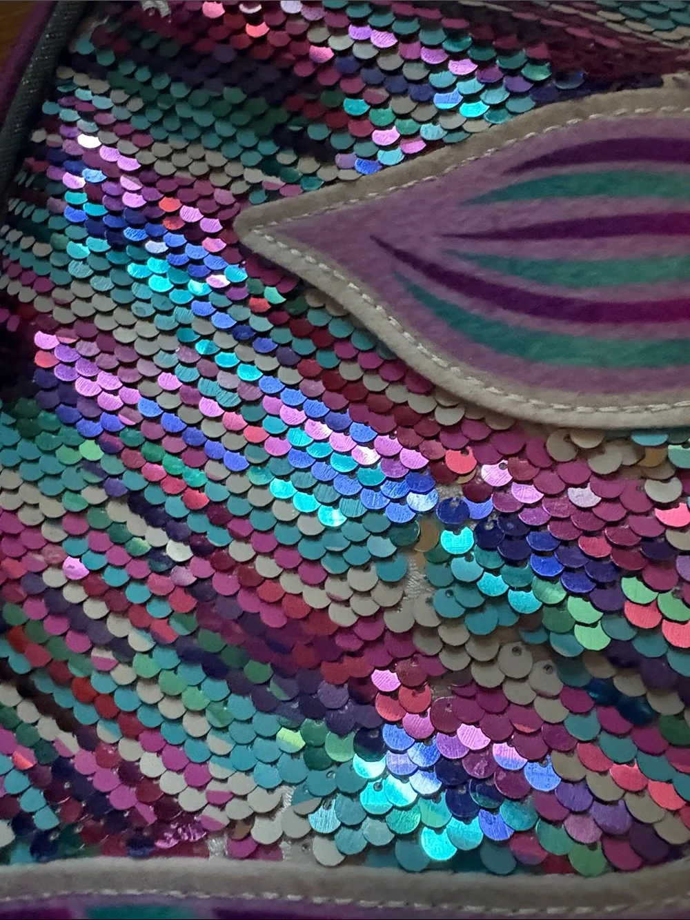 Girls Sequin Mermaid Tail Backpack - Purple & Teal